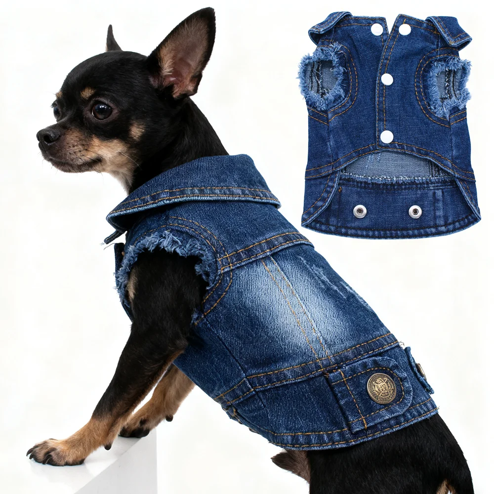 

Spring Fashion Denim Dog Jacket, Classical Puppy Clothes for Small Dogs, Chihuahua Jeans, Personalized Pet Costume, 2023