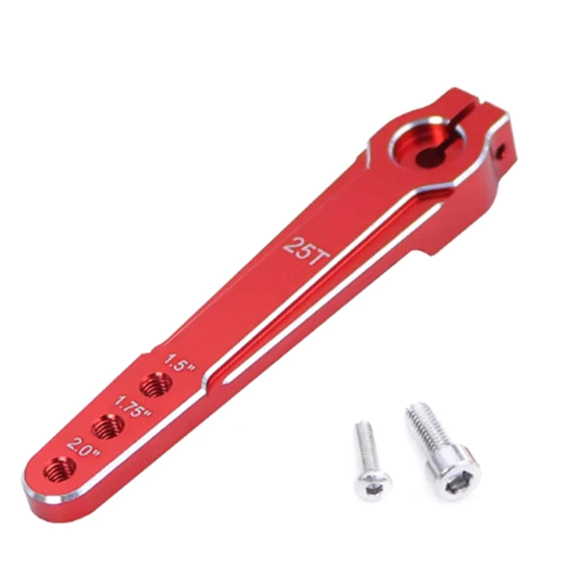 Aluminum 1.5'' 1.75'' 2.0 Inch 25T Extended Steering Servo Arm  Horn M3 3 Hole  For RC Car SCX10 RC Toy Parts Red