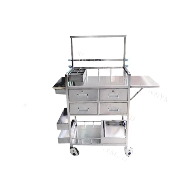 SY-R043 Medicine Wound care car stainless steel Trolley Cart Luxury Hospital multifunctional nursing cart trolley