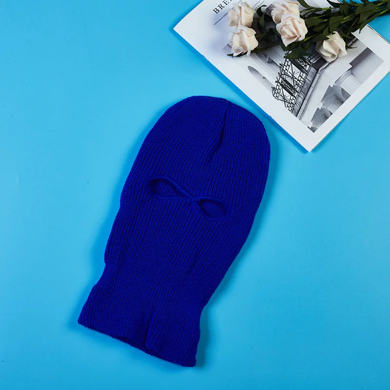 1PC Winter Knit Cap Warm Soft 2 Holes Full Face Ski Hat Hood Motorcycle Helmet Tactical Hat Fashion Women Men