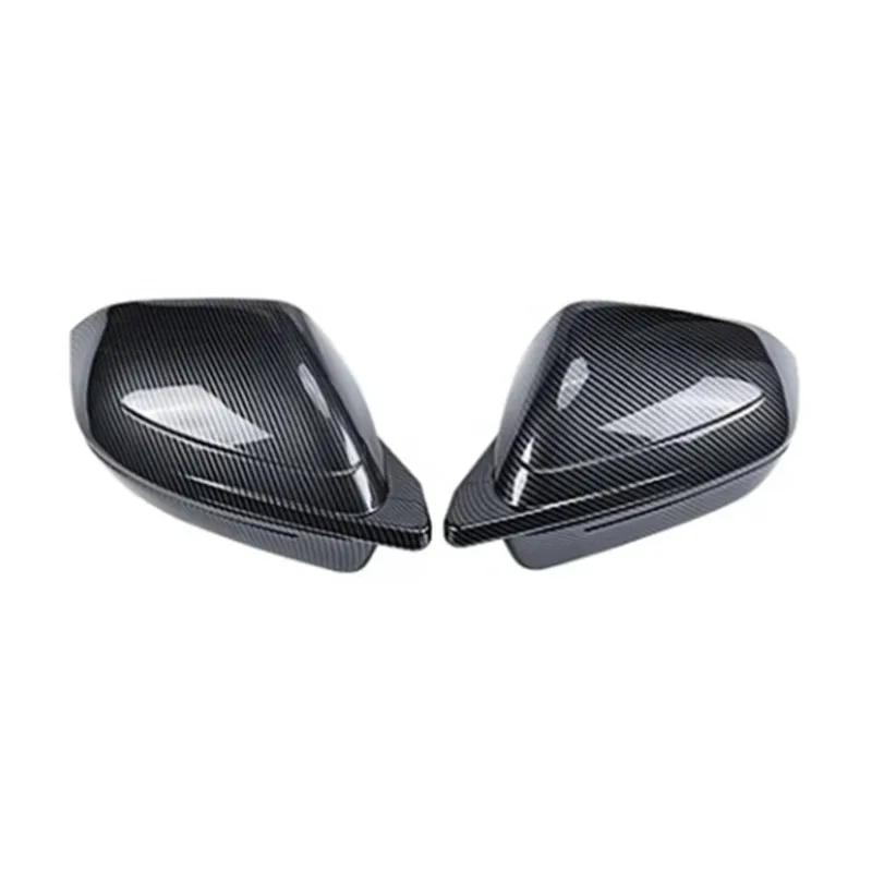 2 قطعة غطاء مرآة الرؤية الخلفية للسيارة البقرة القرن غطاء الزخرفية لسيارات BMW 5 7 سلسلة i5 G60 G70 2024-2025 نمط ألياف الكربون