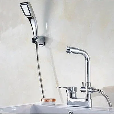 Chroom Wastafel Douchekraan Multifunctionele Badkamer Mengkraan Wastafelkranen Warm Koud Mengkraan Enkele handgreep Badrandcombinaties