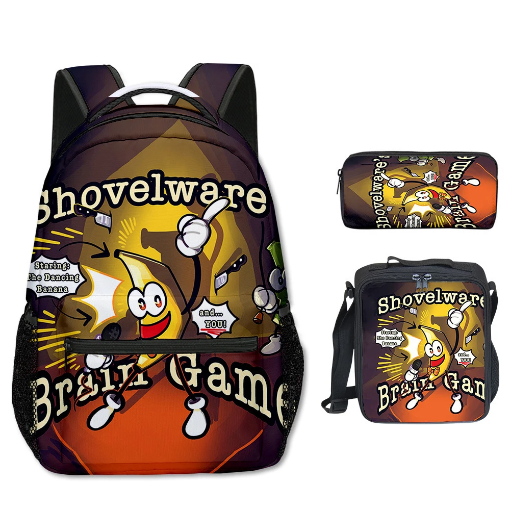 Harajuku Cartoon shovelware Brain Game 3D Print 3pcs/Set Student School Bags Laptop Backpack Crossbody Lunch bag Pencil Case