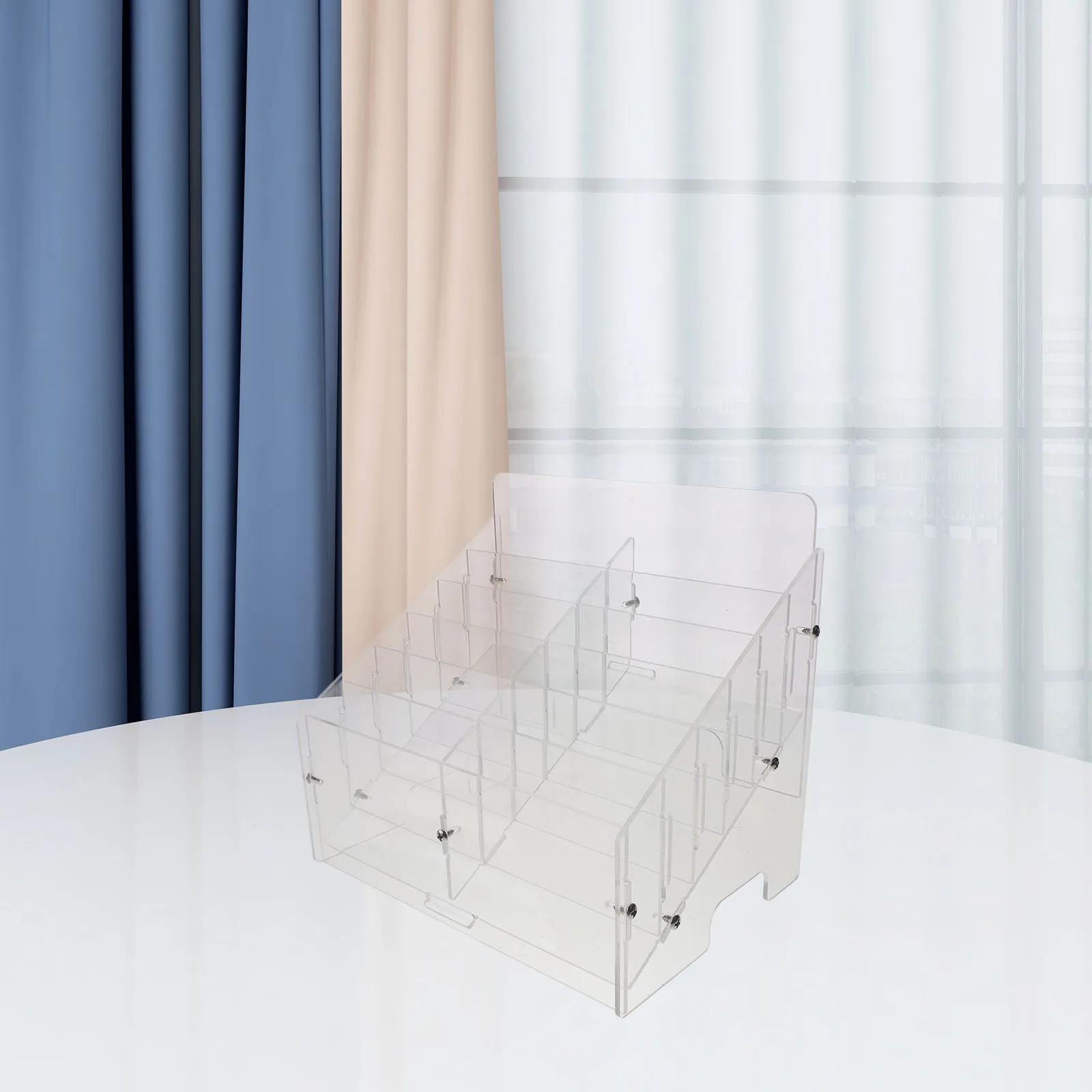 

Mobile Phone Storage Box 12 Slots Acrylic Card Holder Clear Horizontal ganizer Desk Accessory Office Supplies Display Rack