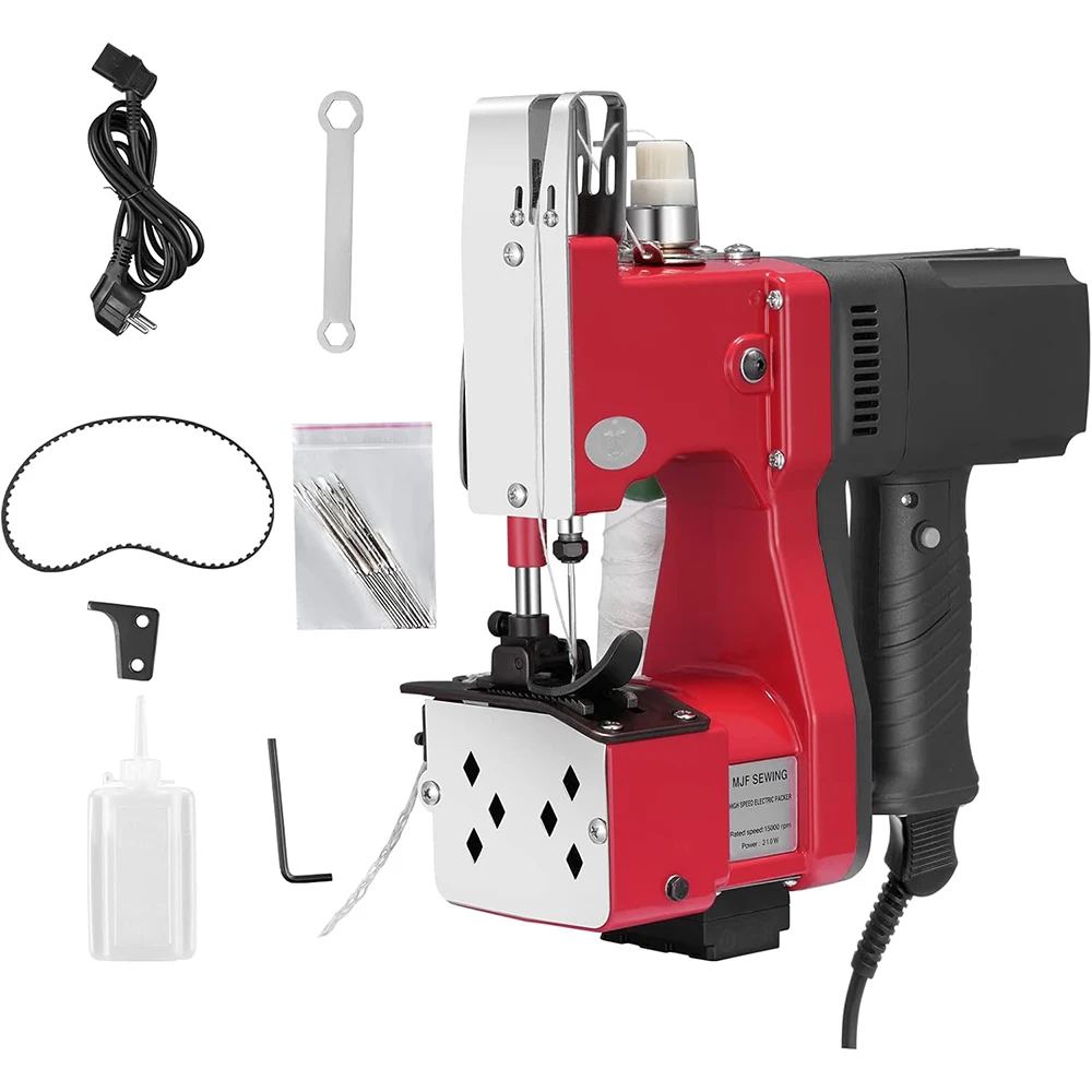 220V Tragbarer Automatischer Nähversiegler, Industrielle Elektrische Nähmaschine, Versiegler für Gewebte Säcke, Verpackungsgerät für Zuhause, EU-Stecker