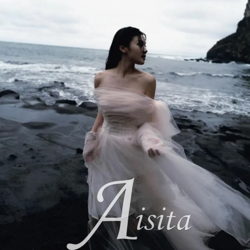 Strapless A-line Beach Prom Party Wedding Dress 2024 웨딩드레스Photo Shoot Backless Customized Korean Bridal Party Dresses