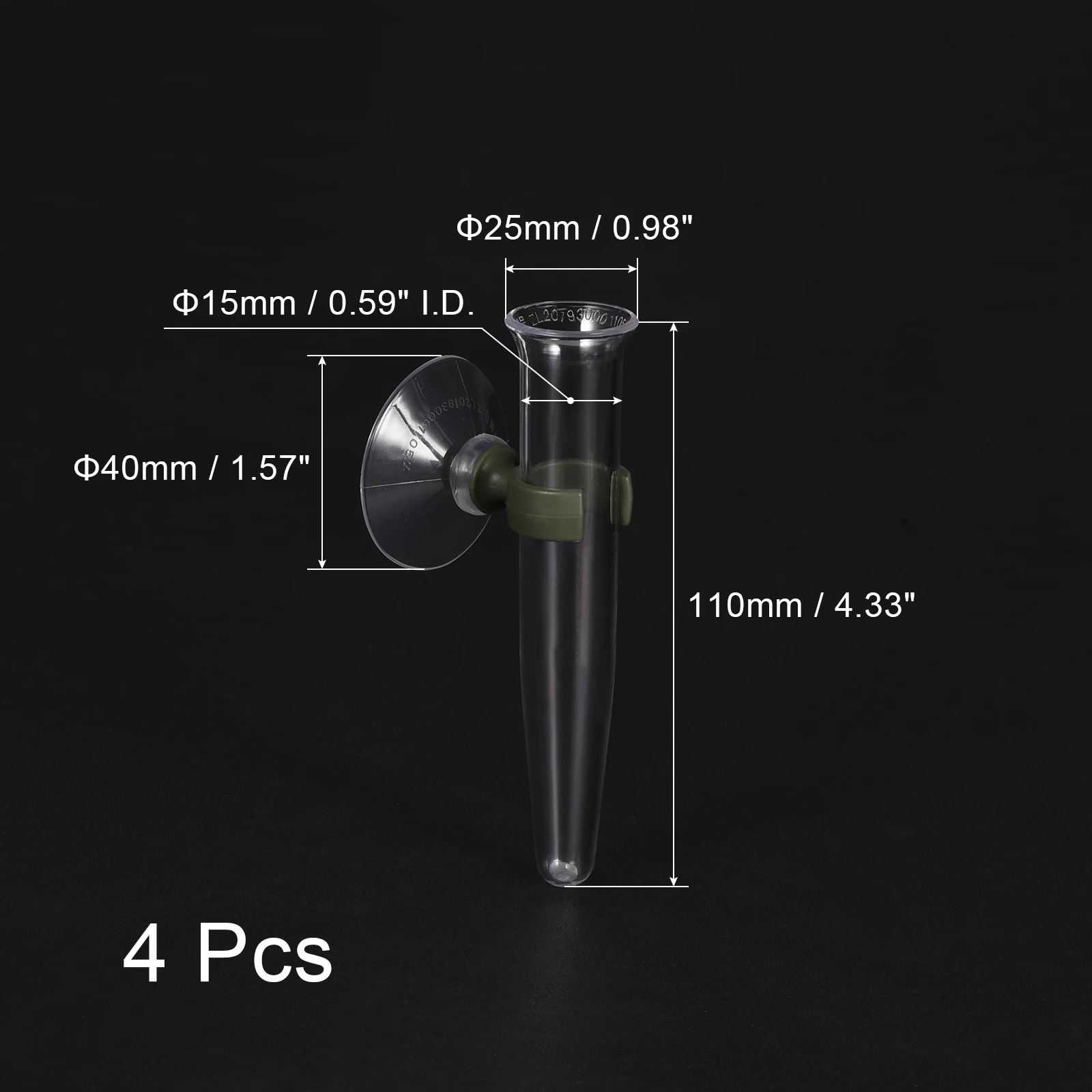 Uxcell 4 pezzi tubi d'acqua floreali con ventose 4.3 "fiore in plastica raccoglie fiale per piante fresche, arrangiamenti floreali
