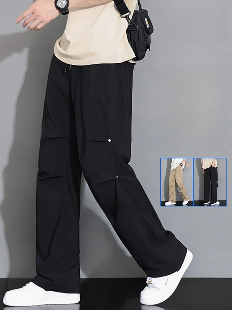 

Мужские летние брюки Mochasize Extra Large из ледяного шелка: тонкие, свободные, прямые, функциональные, для повседневной носки и спорта, с эффектом прохлады