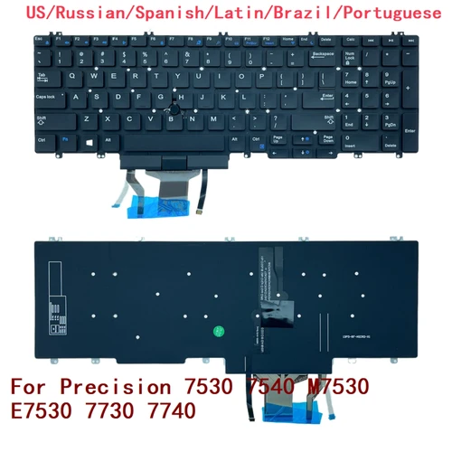 Imagen 1 del producto Nuevo teclado retroiluminado para ordenador portátil Dell Precision 7530 7540 M7530 E7530 7730 7740 02JWKF