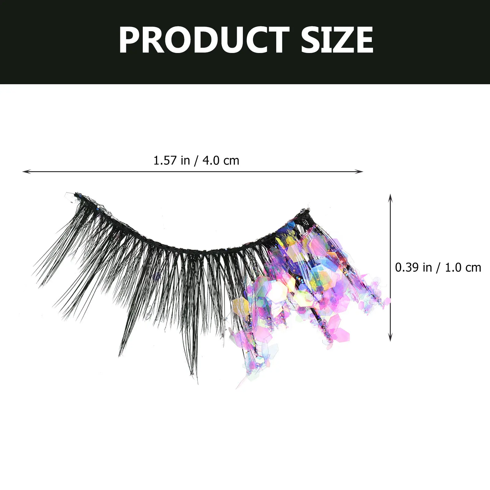 3Pairs Glitter False Eyelashes Fluorescent Colored Fake Lashes for Parties Dates Night Out Halloween Christmas Cosplay Natural