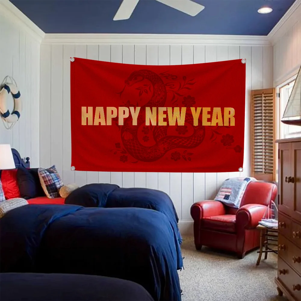 Double Penetration Flag Chinese New Year Happy New Year Fall Decor Home Garden Flag to Hang Flags for Bedrooms Tapestry Outdoor