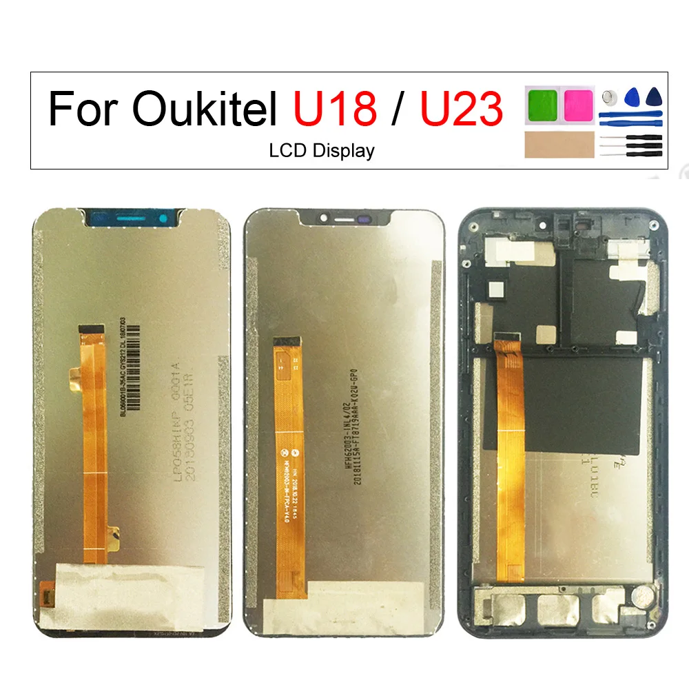 

LCD Display and Touch Screen Digitizer Assembly with Frame, for Oukitel U18, U23