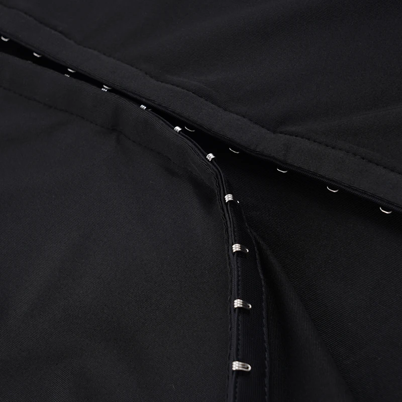 SUCHCUTE Sexy schwarzes, ausgehöhltes Minikleid für Damen, Rollkragenpullover, kurze Ärmel, schmale Roben, elegante, figurbetonte Kleider, schicke Club-Outfits – Detail 8