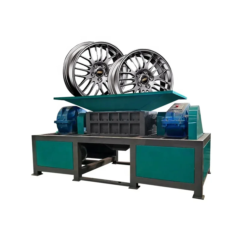 Hub of Wheel Plastic Metal Scrap Steel tank Waste Tire Glass Car Door Seat Rim Shredder Machine with Double Shaft