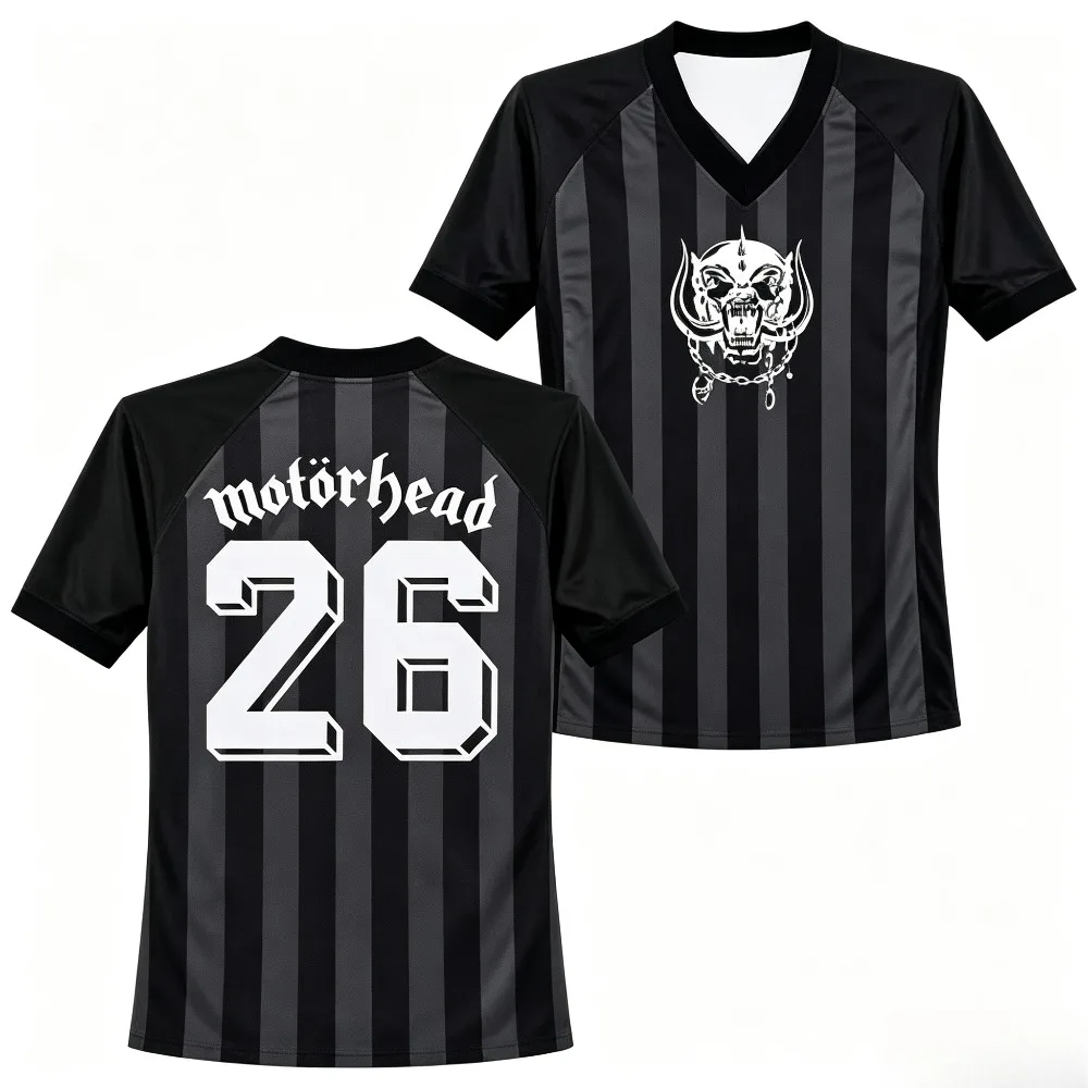 2026 New Motorhead Warpig Striped Soccer Jersey Print Number 26 Heavy Metal Band Fan Football Shirt Clothing Fashion Breathable
