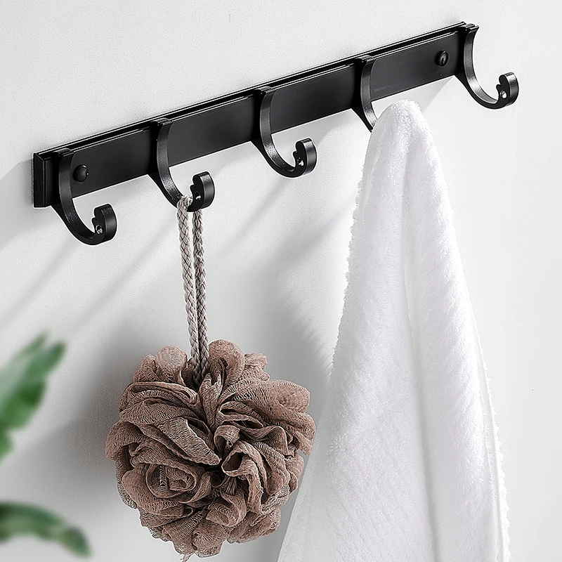 Wall Coat Rack Hanging Hooks Towel Hook Wall Clothes Hanger Rack for Bathroom Kitchen Behind Door Hat Key Holder No Drilling