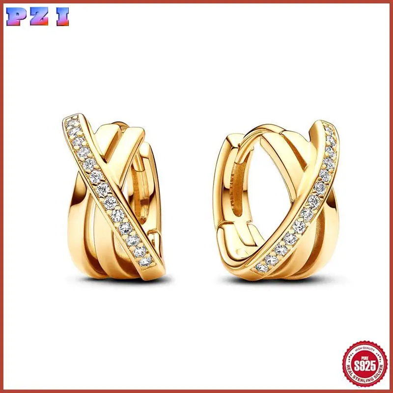 New 925 Sterling Silver Classic Gold Color Series Earrings Light Luxury Exquisite Charm Jewelry Holiday Commemorative Gifts