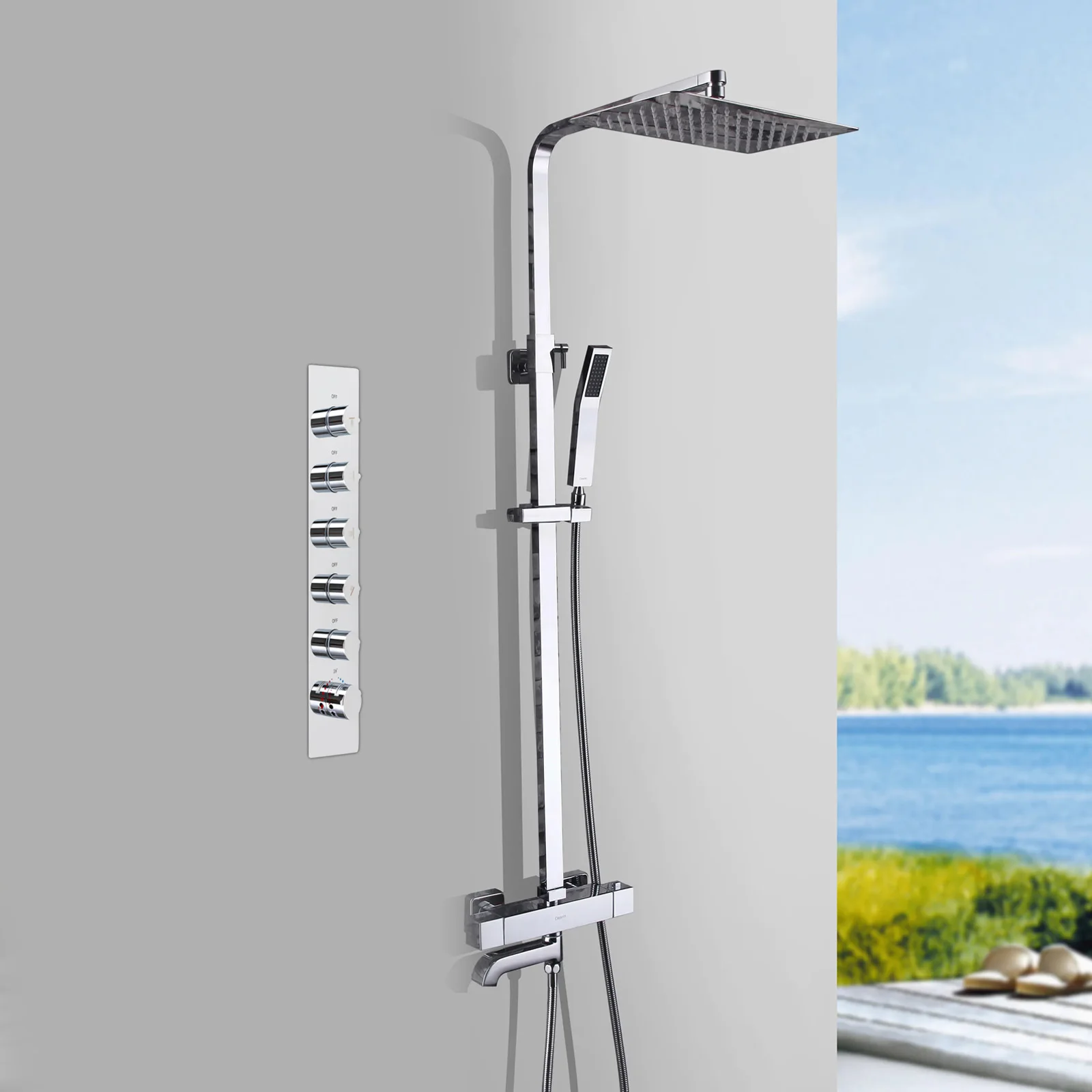 5-Function Brass Thermostatic Shower Valve Can Run At Same Time