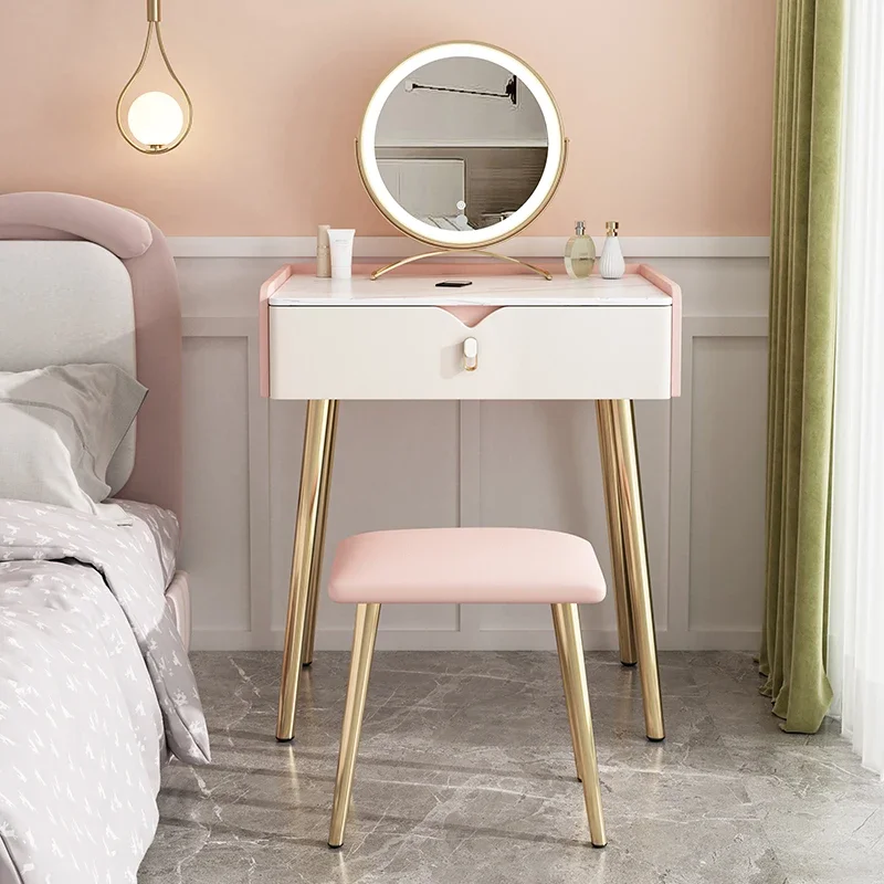 Narrow Nordic Desings Dressing Table Girls Small Mirror Light Dressing Table Vanity Mobile