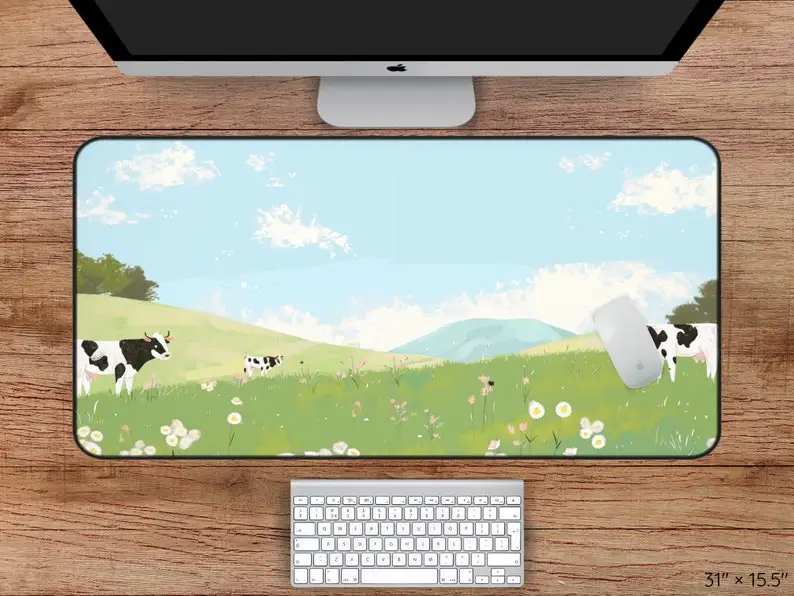 

Farmhouse Cow Table Mat,non-slip and Waterproof Gaming Mouse Pad,office and Gaming Desk Decorative Mat,perfect Gift for Friends.