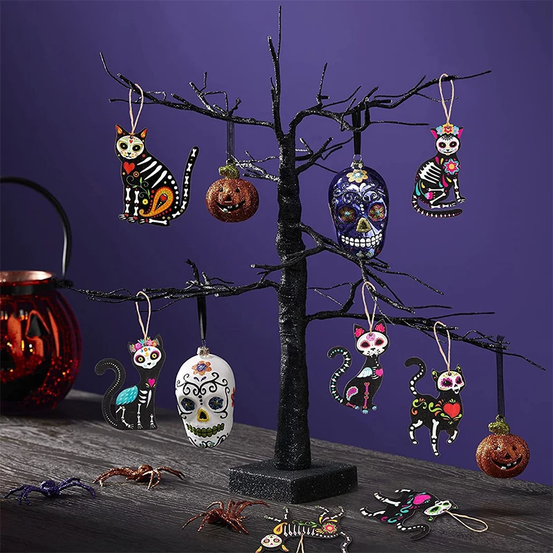 Halloween Decoration Home Room Ornaments Mexican Carnival Wooden Gift Day of the Dead & Garden Decorations Gothic Decor Crafts