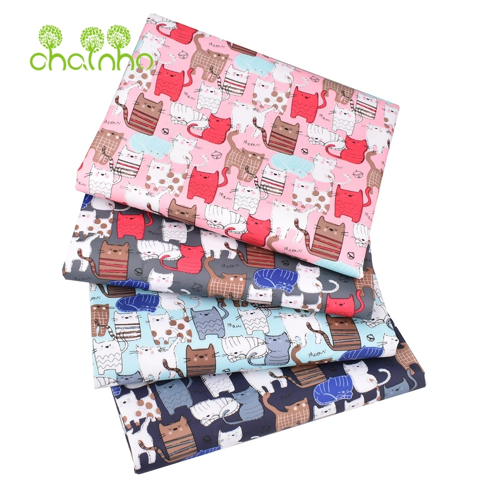 Chainho,Digital Printing Coated Waterproof Fabric,For DIY Quilting & Sewing Suitcases,Handbags,Tablecloth Material,Cats Series