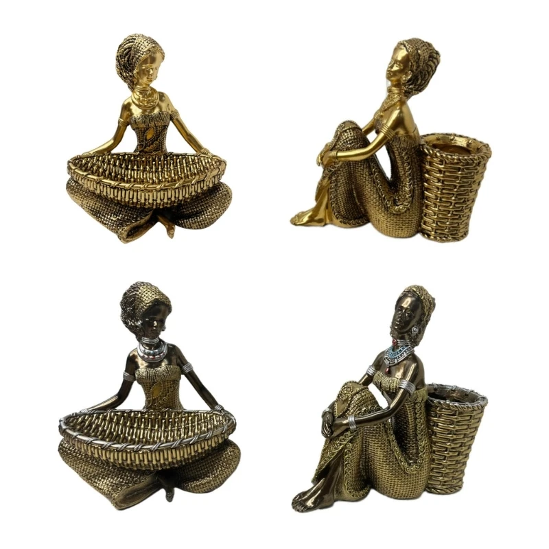 

African Woman Figure Statues Resin Tribal Figure Decorations Gift Giving