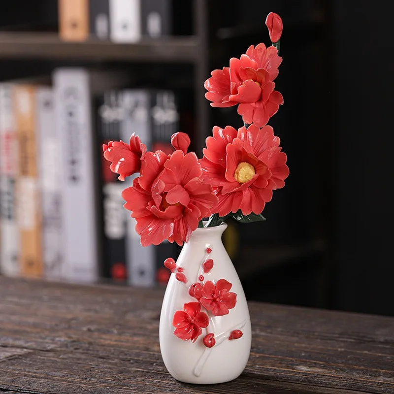 

Handmade Ceramic Flowers Handiwork Porcelain Handcraft Vases Manually Pot Bottle Flask Ornament Decorations Artwork Handicraft