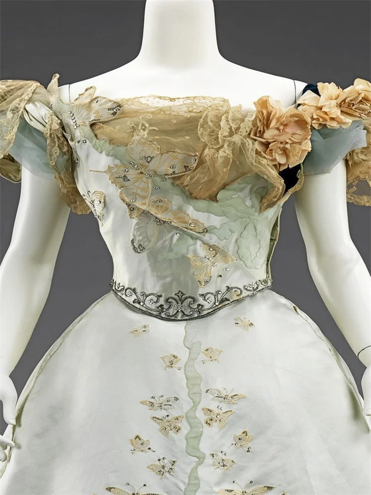 

1898s Vintage Victorian Butterfly Prom Evening Dresses Historical Duchess Princess Tea Party Princess Ball Gown