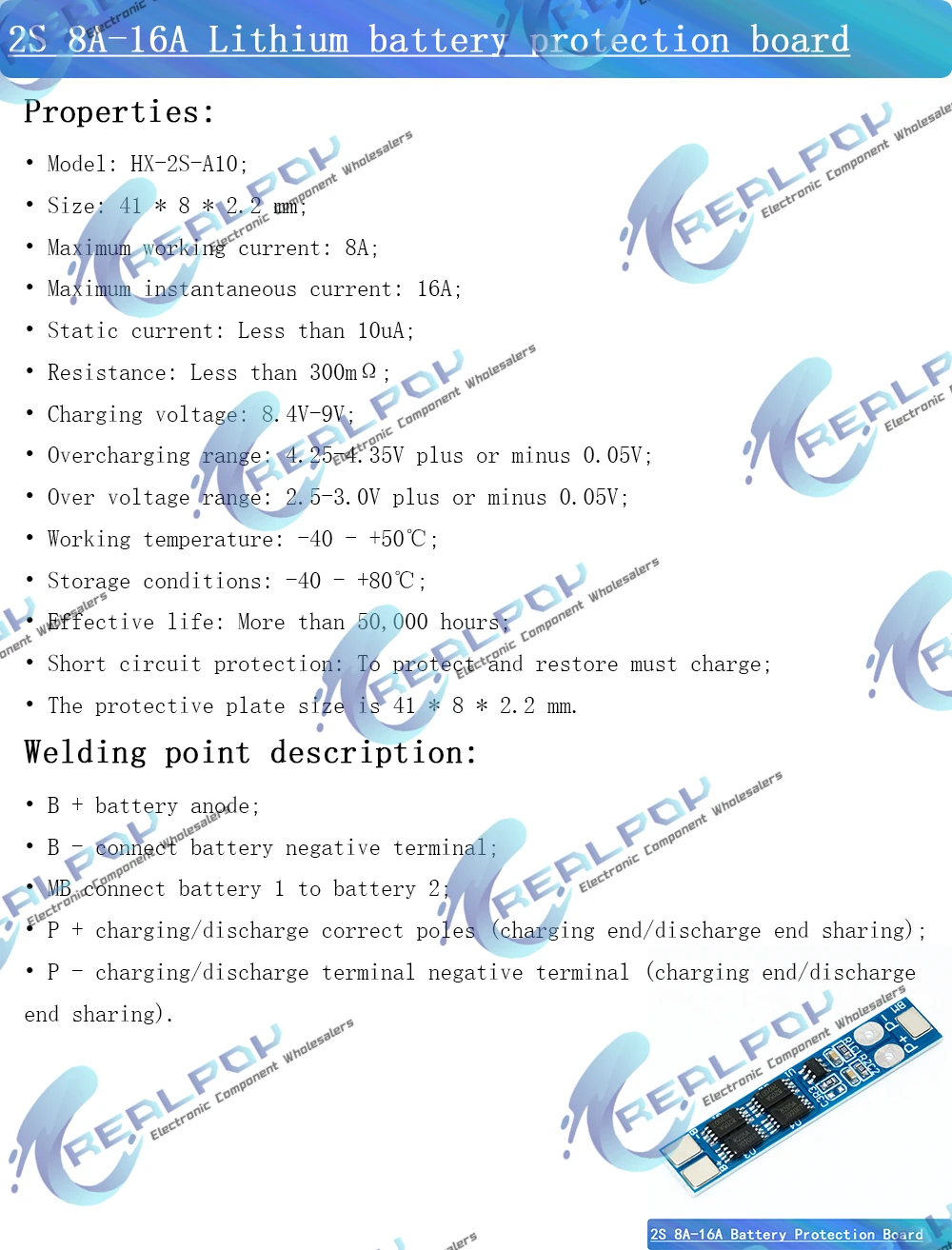 2s 7,4 V 8a Li-Ion 8,4 Lithium-Batterie ladegerät Schutz platine V Übers trom Überlade-/Über entladung schutz – Detail 1