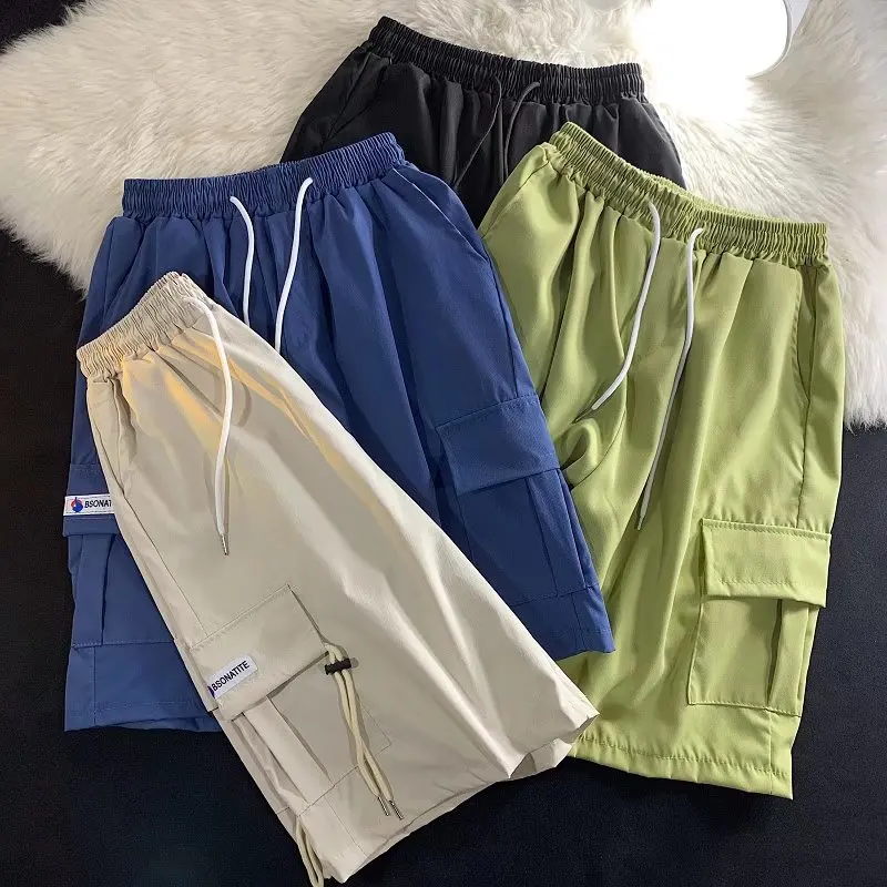 

Summer Men Shorts Casual Work Knee Length Elastic Waist Bermuda Masculina