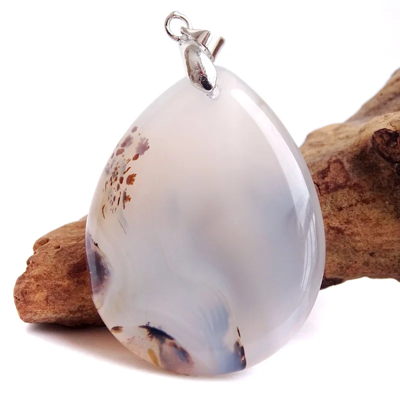 Fashion Jewelry Natural Dendritic Moss Agate Onyx Necklace Pendants Gemstone Slide Pendant Healing Reiki Men Woman\'s Gift BT170