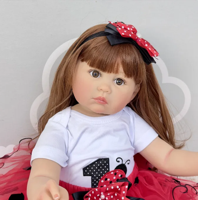 70cm 실리콘 리본 인형 실물 같은 소녀 수제 완성 페인팅 리본 유아 아기 긴 머리 인형 장난감 어린이용 무네카스 장난감