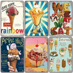 Summer Dessert Poster Vintage Metal Sign cono gelato Charlotte Metal Tin Plate Wall Decor per Cafe Shop Kitchen Living Room