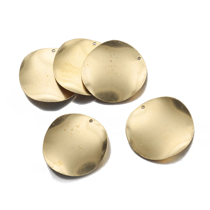 10Pcs/Lot Raw Brass Curved Tags Round Disc 30mm Circle Charms Pendant Findings For Diy Handmade Jewelry Earrings Necklace Making