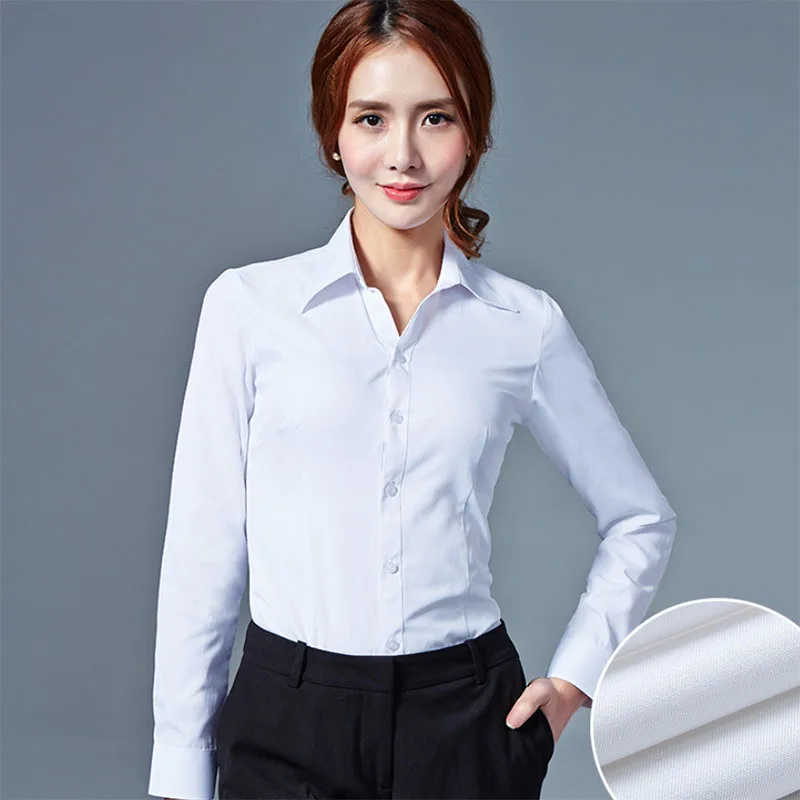 

2025 New Women Formal Office Shirts Korean Fashion Slim Fit Turndown Collar OL Blouses Ladies Solid Color Simple Versatile Shirt