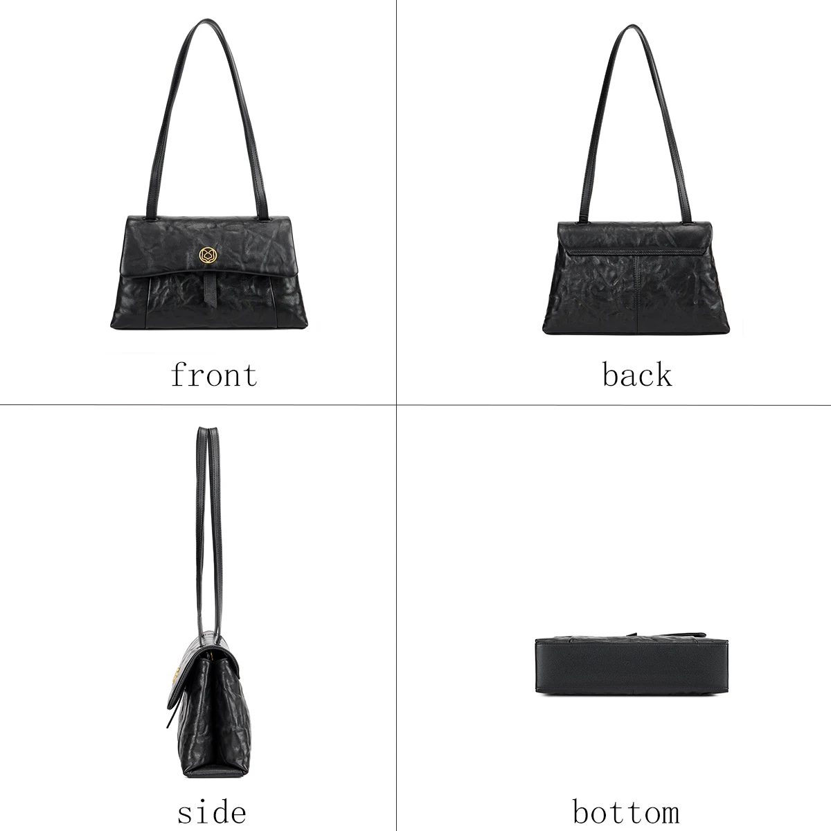 FOXER Wrinkled Genuine Leather Shoulder Bag Women's Handbag Cow Leather Female Tote Bag Casual Large Capacity Ladies Flap Purse