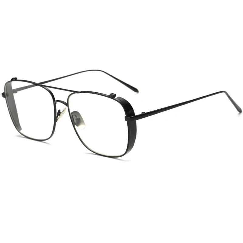 Lunettes carrées à double pont en métal pour hommes et femmes, lunettes anti-lumière bleue claires, lunettes d\'ordinateur bloquant la monture,