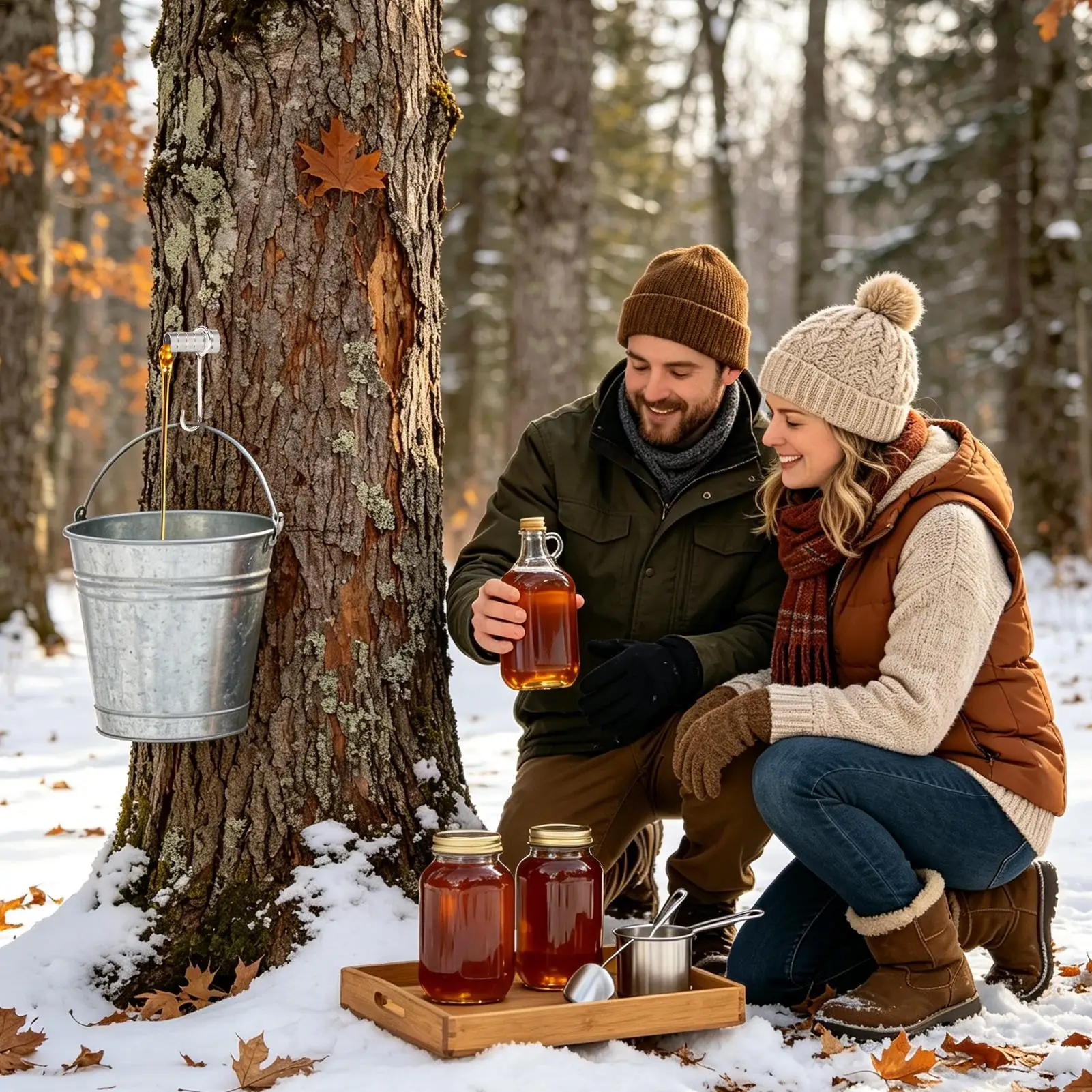 5pcs Maple Tree Tapping Kit Food-Grade Stainless Steel Leak Proof Syrup Spiles Set Sugarbush Supplies for Farm Backyard Garden