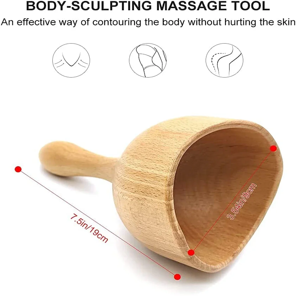 Wood Swedish Cup Wooden Massager Therapy Tool Body Sculpting for Maderotherapy, Lympahtic Drainage, Anti-Cellulite, Pain Relief