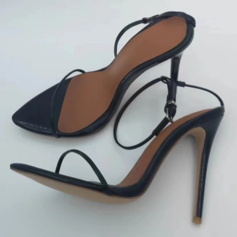 مثير أحذية الصيف الصنادل للنساء حجم كبير 45 عالية الكعب الوجه يتخبط الأشرطة الضيقة حفل زفاف أحذية الرقص أحذية نسائية #4