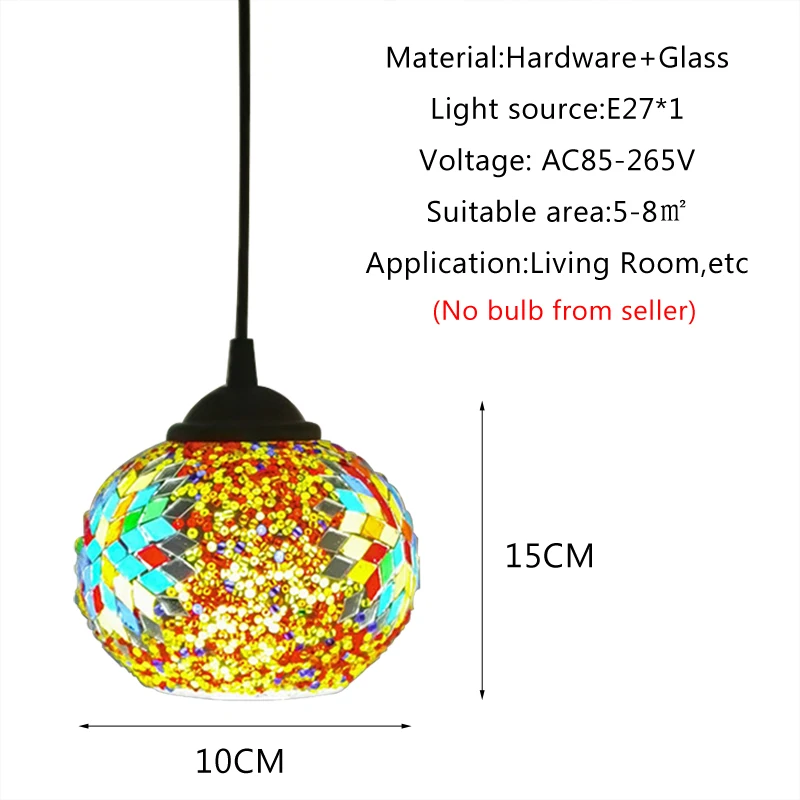 Mediterranean Style Decorative Türkiye Pendant Lamp Glass Retro Restaurant Bar Coffee Shop Personality Single Head Chandelier