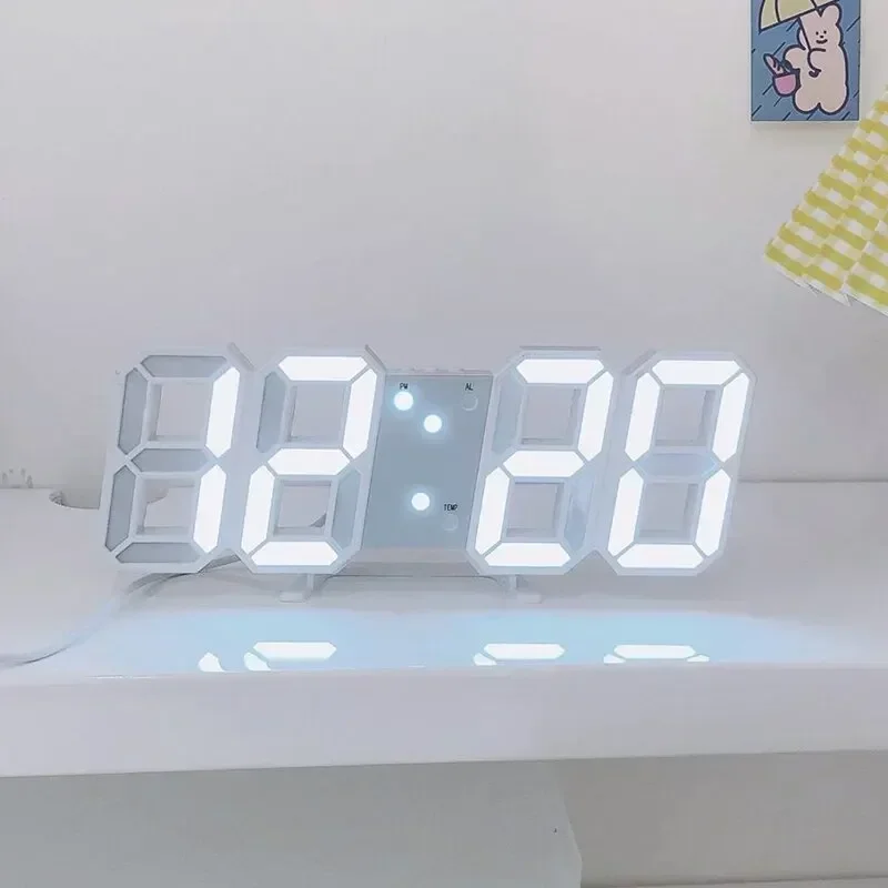 3D LED Digitaluhr Leuchtende Mode Wanduhr Multifunktionale Kreative USB Plug In Elektronische Uhr Dekoration