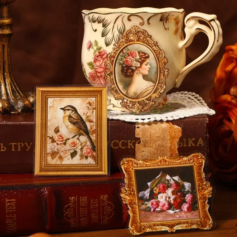 20 autocollants PET de la série Baroque Memories, pour décoration de journal, fournitures de base pour collages, 4 styles, autocollants vintage
