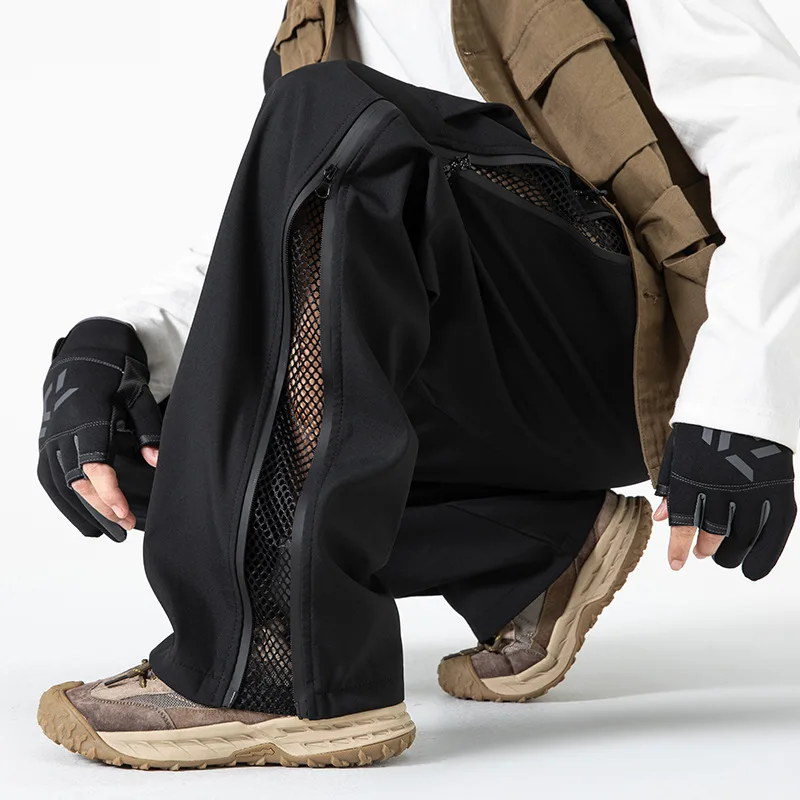Windproof Rainproof Pants Men Outdoor Side Zipper Cargo Pants Male Long Trousers Climbing Hiking Trip Fishing Men Clothing