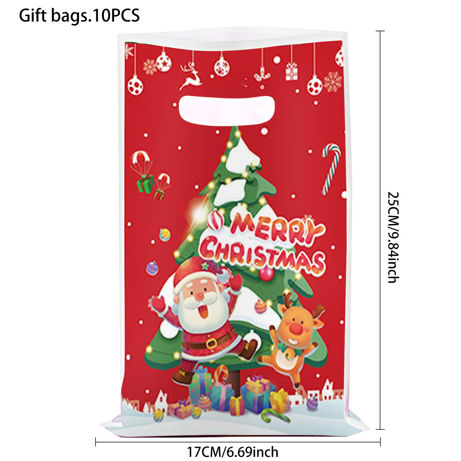 10pcs Santa Claus Snowman Elk Christmas Candy Treat Bags With Handles Xmas Decorations For Home 2024 Navidad New Year 2025 Gifts