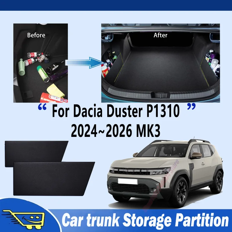 Für Dacia Duster P1310 2024~2026 MK3 Kofferraum-Aufbewahrungsteiler Multifunktionaler Organizer Auto-Innenausstattung
