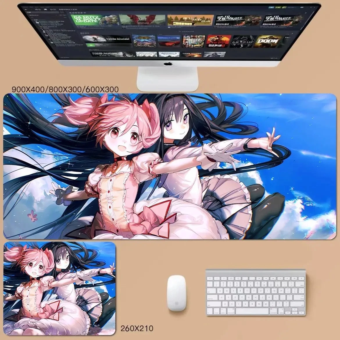 كارتون ماجيك جيرل جلد كبير XXL لطيف Kawaii الكرتون ماوس الوسادة عدم الانزلاق لوحة مفاتيح الكمبيوتر المحمول وسادة طاولة طعام سطح المكتب حصيرة