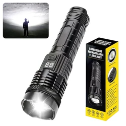 Powerful LED Flashlight With Built-in 18650 Battery Usb Rechargeable Torch  5 Lighting Modes Outdoor Emergency Camping Lantern