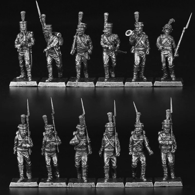 French Invasion of Russia Army Array Military Game Chess Soldier Model Action Figures Metal Ornament  Accessories Display Toys